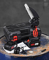 Міні пила акумуляторна ланцюгова 15см Chain Saw 21V 6 дюймів для обрізання дерев та розпилу дров 2 акумулятори
