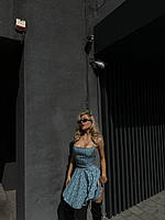 Женский бирюзовый комбинезон платье без рукавов с открытой спиной вечерний деловой легкий летний трендовый 42/44