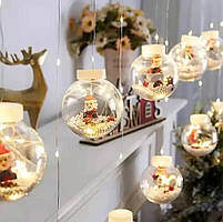 Гірлянда Xmas WW-1 Copper curtain ball lamp 7258 Санта, тепле біле світло