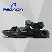 Мужские сандалии кожаные Pegada черные с липучками летние босоножки 133405-04