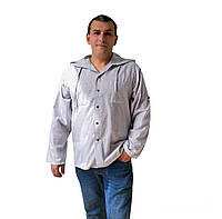 Чоловіча бавовняна сіра сорочка на гудзиках з капюшоном і довгими рукавами
