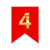 Цифра на прапорці "4" золото на червоному