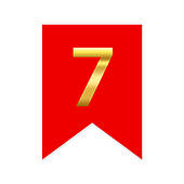 Цифра на прапорці "7" золото на червоному