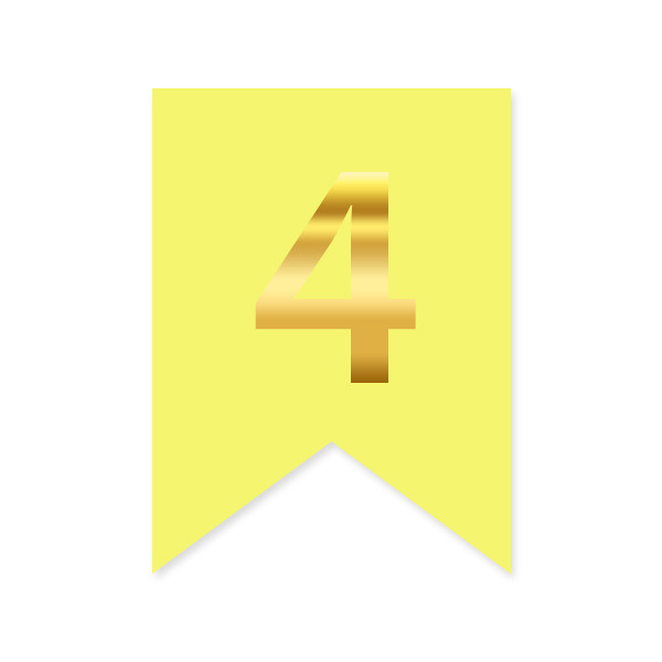 Цифра на прапорці "4" золото на жовтому