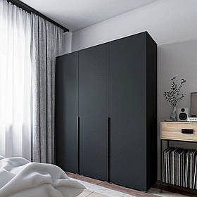 Велика тридверна шафа для одягу з ламінованого ДСП, широка шафа з 8 полицями та штангою під вішалки