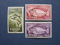 3 марки полная серия Испанская Сахара 1964 фауна рыбы MNH