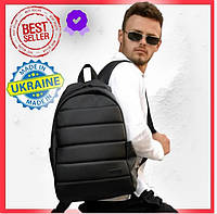 Черный рюкзак с эко кожи Рюкзак для парня Модный мужской рюкзак Стильный мужской рюкзак