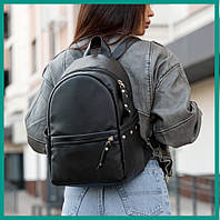 Стильний і зручний: чорний жіночий рюкзак середнього розміру з екошкіри Рюкзак для дівчини @