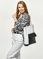 Женская сумка Sambag Shopper черно-белая Женская большая сумка шоппер Вместительная сумка для девушек @