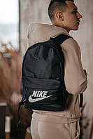 Рюкзак спортивный мужской городской черный Найк Белый значок, молодежный вместительный рюкзак