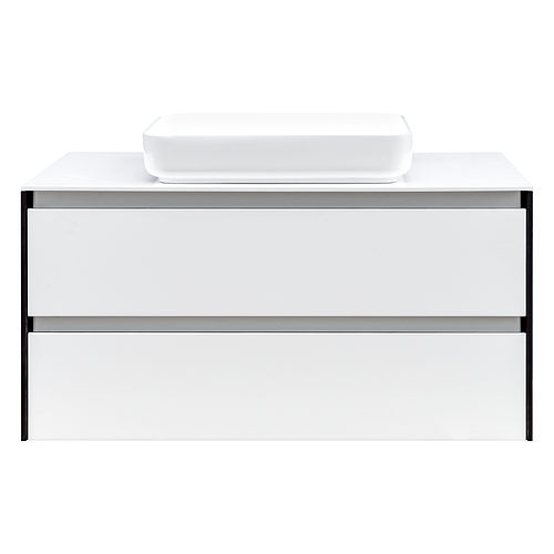 Тумба 100 с раковиной, белого глянцевого цвета (2 шт.) (Devit) 0022160W ...