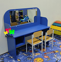 Стіл дитячий для логопедичних занять, логопедичний із дзеркалом ST-093 Блакитний + ящик