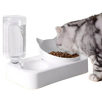 Котяча миска з автоматичною поїлкою, 500мл / Миска для кота з поїлкою / Миска котяча з подачею води