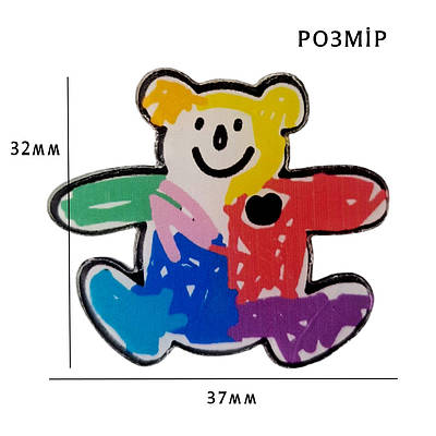 Акриловий значок Медведик. Шпилька. Брошка. Модний аксесуар. Піни на одяг, сумку. Молодіжні прикраси.