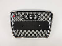 Решетка радиатора Audi A6 2004-2011год Черная с хром рамкой (в стиле RS) от G