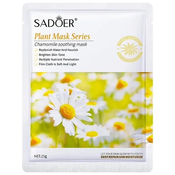 Тканинна Маска Біла Sadoer Plant Mask Ромашка протизапальна, загоювальна, 25g