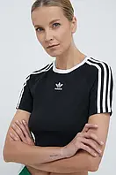 Urbanshop Футболка adidas Originals 3-Stripes Baby Tee жіноча колір чорний IU2532 розмір: XS, S, M, L