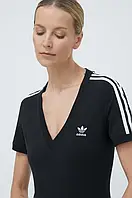 Urbanshop Футболка adidas Originals 3-Stripes V-Neck Tee жіноча колір чорний IU2416 розмір: XS, S, M, L