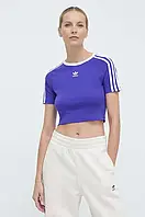 Urbanshop Футболка adidas Originals 3-Stripes Baby Tee жіноча колір фіолетовий IP0661 розмір: XS, S, M, L