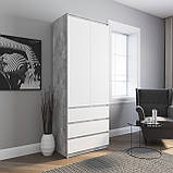 Шафа для одягу з 2 дверцятами і полицею в вітальню, сучасна шафа для спальні з 3 шухлядами та штангою, фото 3