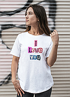 Стильная женская футболка с принтом "I Love You" белая