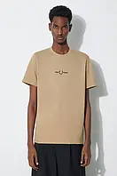 Urbanshop Бавовняна футболка Fred Perry Embroidered T-Shirt чоловіча колір бежевий з аплікацією M4580.363