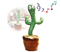 Танцующий и поющий кактус Dancing Cactus 34см свето-музыкальная игрушка с функцией повторения и подсветкой upg