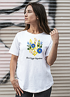 Стильная женская футболка с принтом "Все буде Україна" белая