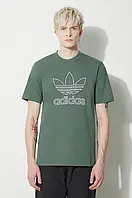 Urbanshop Бавовняна футболка adidas Originals Trefoil Tee чоловіча колір зелений з аплікацією IR7993 розмір: S