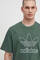 Urbanshop Бавовняна футболка adidas Originals Trefoil Tee чоловіча колір зелений з аплікацією IR7993 розмір: