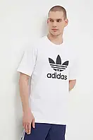 Urbanshop Бавовняна футболка adidas Originals Trefoil чоловіча колір білий з принтом IV5353 розмір: S, M, L,