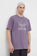 Urbanshop Бавовняна футболка adidas Originals Trefoil Tee чоловіча колір фіолетовий з аплікацією IR7992