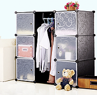 Пластиковый шкаф-органайзер для одежды на 3 секции Storage Cube Cabinet «МР 39-61» Черный upg