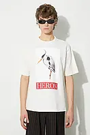 Urbanshop Бавовняна футболка Heron Preston Heron Bird Painted Ss Tee чоловіча колір бежевий з принтом