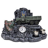 Оригинальный сувенир подставка с часами "Украинский ЗИЛ 131", Подарок отцу на День автомобилиста