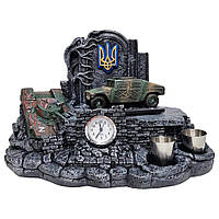 Военный сувенир подставка с часами "Украинский Хаммер M966 ", Подарок куму автомобилисту HUMMER