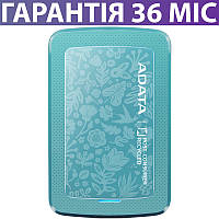 Внешний жесткий диск 2 Тб ADATA HC300 ECO USB 3.2, зеленый, тонкий, портативный переносной накопитель HDD