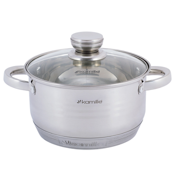 Каструля нержавіюча сталь 3л з кришкою порожнисті ручки 4912 KAMILLE