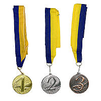 Набор(комплект) медалей 1, 2, 3 место с ленточками №1 NE-LG-M123 лучшая цена с быстрой доставкой по Украине