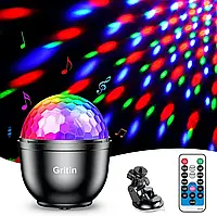 Светящийся Disco Lights, перезаряжаемые Gritin, вращающиеся на 360 °, активируемые звуком диско-шаровые огни