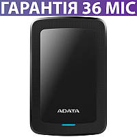 Зовнішній жорсткий диск 1 Тб ADATA HV300 USB 3.2, чорний, тонкий, портативний переносний накопичувач HDD