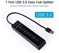 Юсб хаб 7 портов USB 3.0 SUPER SPEED Разветвитель usb hub с LED подсветкой, 1.2м кабель UAA