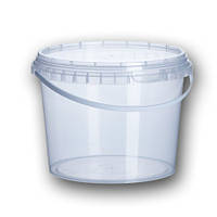 Харчове пластикове відро з кришкою об'єм 5,8 л. прозора з білою ручкою Мрія 50 шт/уп.