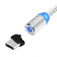 Кабель micro usb Магнитный 1 метра TOPK AM23 MiсroUSB 2.4A Зарядный кабель для телефона Черный UBB