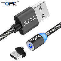 Кабель micro usb Магнитный 1 метра TOPK AM23 MiсroUSB 2.4A Зарядный кабель для телефона Красный UBB