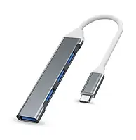 USB хаб/концентратор OEM PROLUX, v2 хаб 4в1: 3 x USB 2.0, 1 x USB 3.0, Type C, Светло-Серый