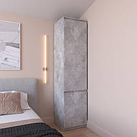 Узкий шкаф пенал в минималистичном дизайне с 6 ячейками для вещей в спальню, угловой пенал для оджеды из ЛДСП Бетон