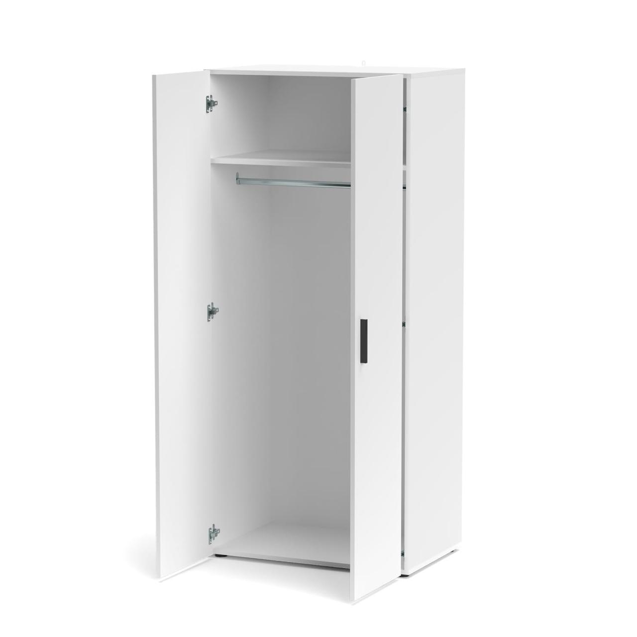 Шафа для одягу в передпокій зі штангою додатковою полицею зверху, дводверна простора шафа в вітальню, фото 1