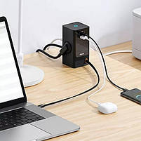 Мережева зарядка Baseus PowerCombo Digital PowerStrip 65W (2 AC + 1 USB + Type-C + Кабель Type-C) 1,5м, фото 5