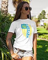 Женская футболка Mishe С патриотическим принтом 46 Белый (200311) ES, код: 7952077